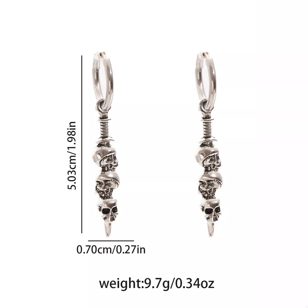 Halloween Skull Chain Drop Earrings, image 5