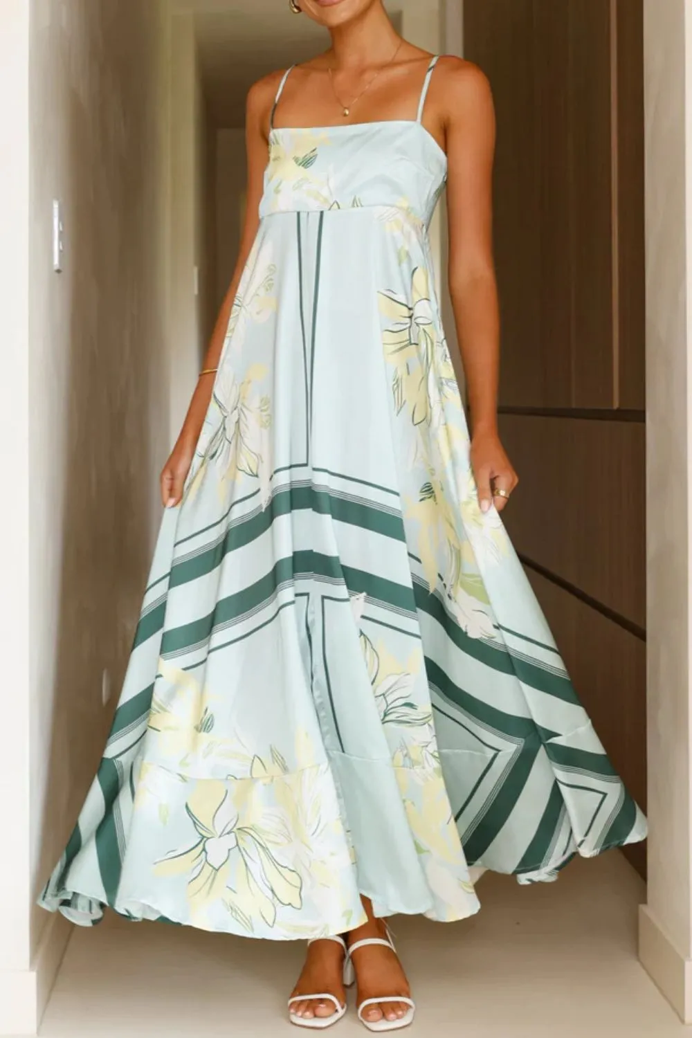 Printed Square Neck Cami Maxi Dress, image 17