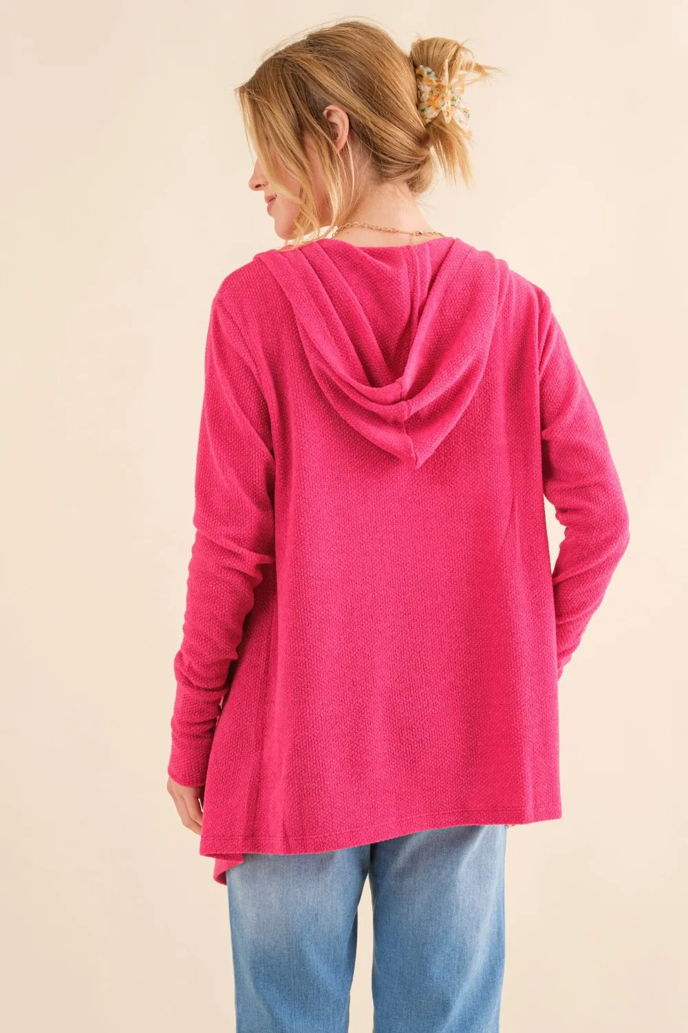 Full Size Thermal Hooded Open Front Cardigan with Pockets, image 3