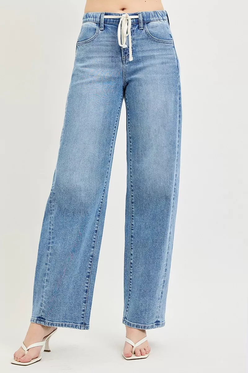 Relaxed Fit Drawstring Waist Jeans