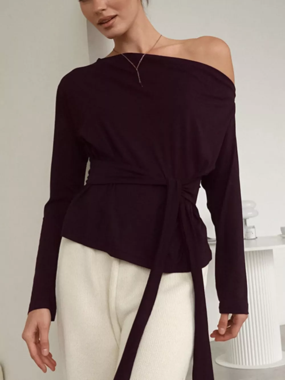 One Shoulder Long Sleeve Top, image 7