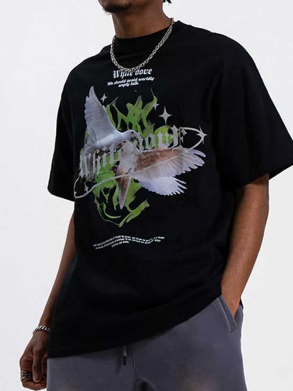 Men's Dove Graphic Oversized T-Shirt, image 3
