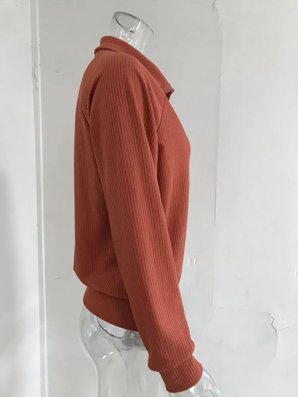 Full Size Ribbed Knit Zip-Up Outerwear Plus Size, image 4