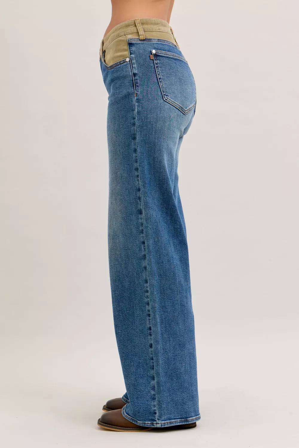 MR Column Straight Jeans with Corduroy Waist, image 4