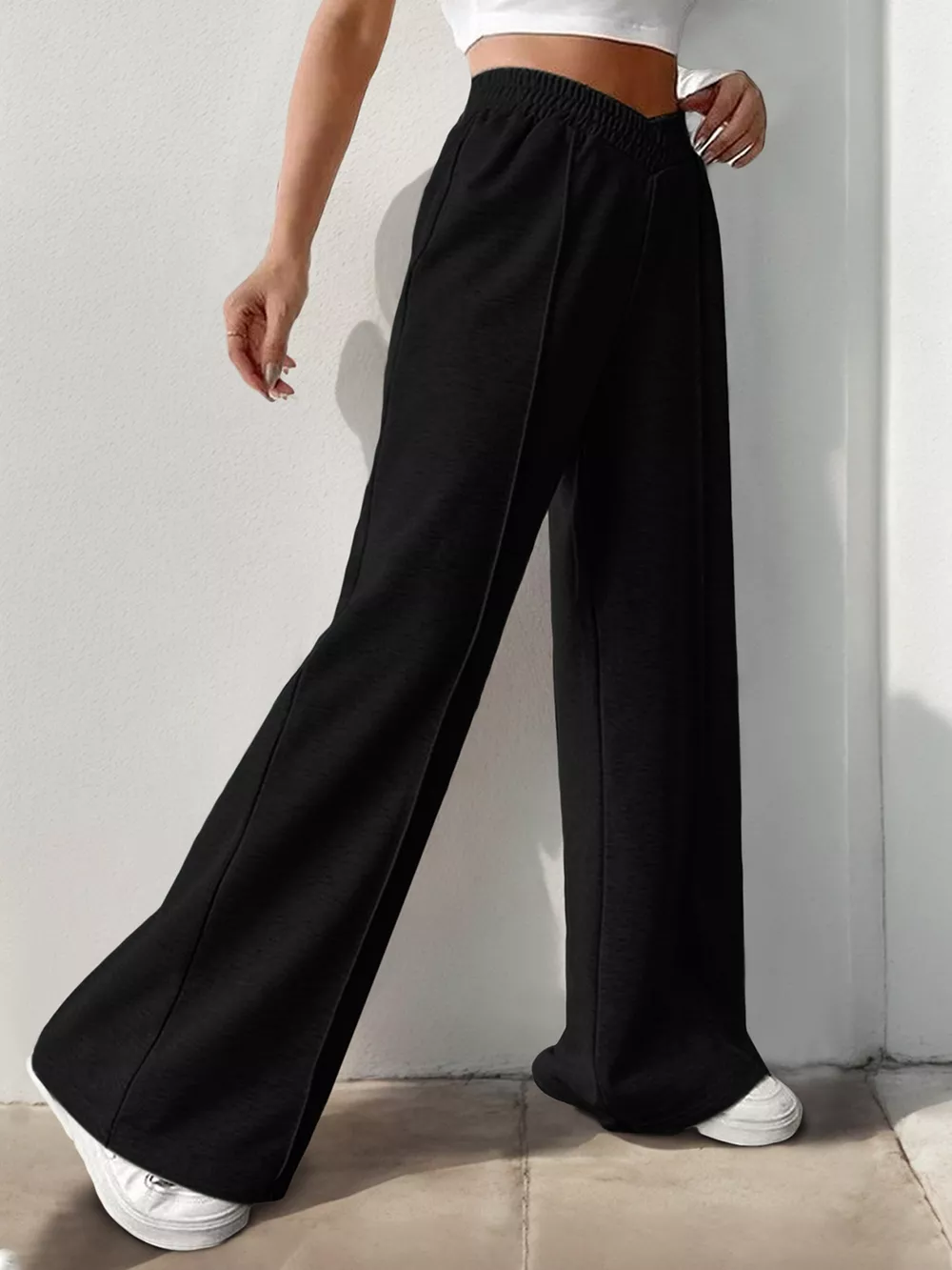 Elastic Waist Wide Leg Pants, image 15