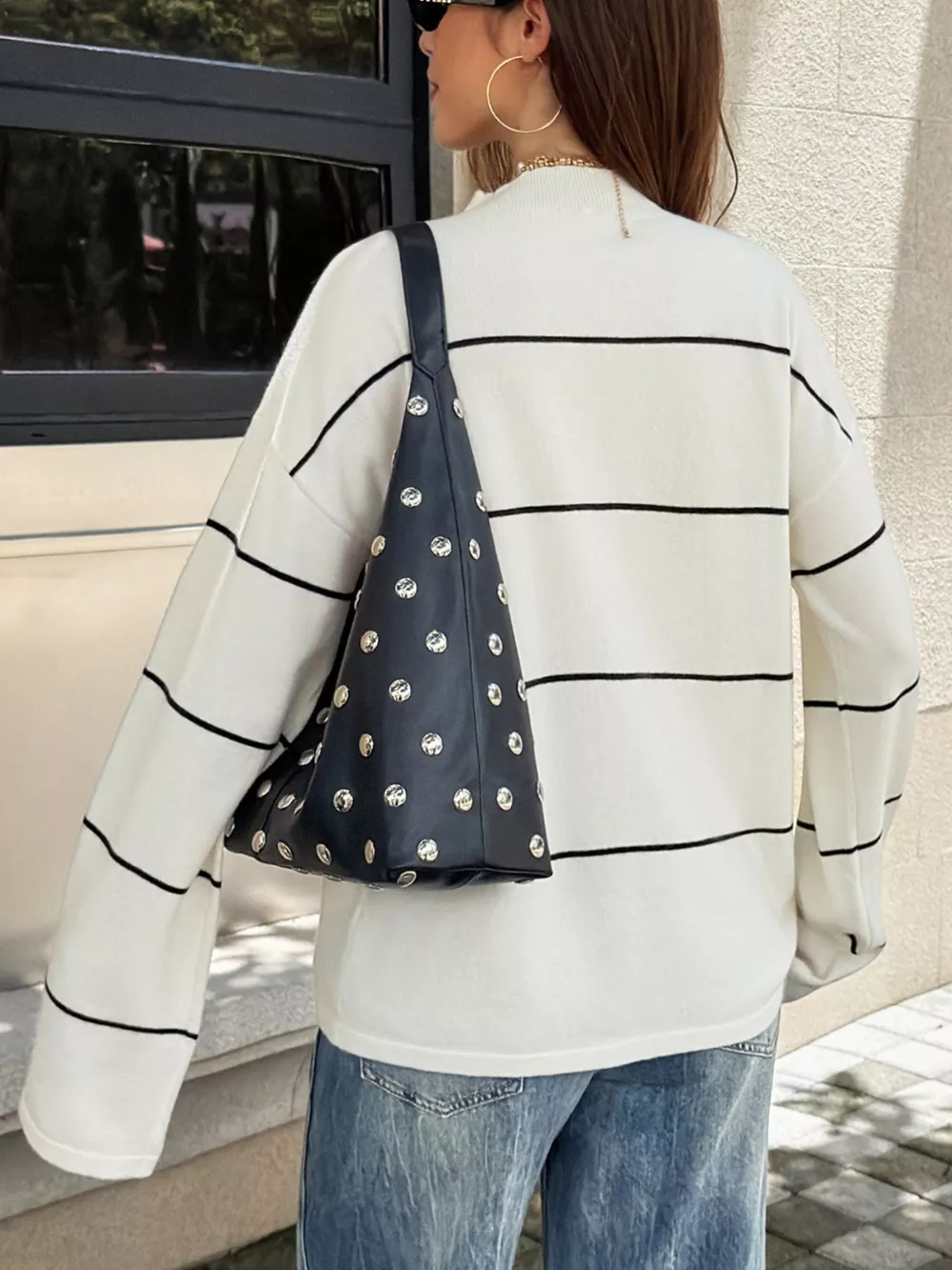 Striped Mock Neck Sweater, image 5