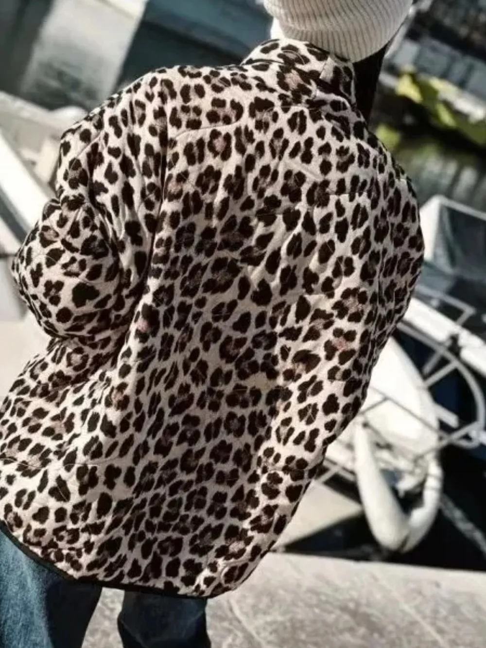 Leopard Open Front Long Sleeve Outerwear, image 3