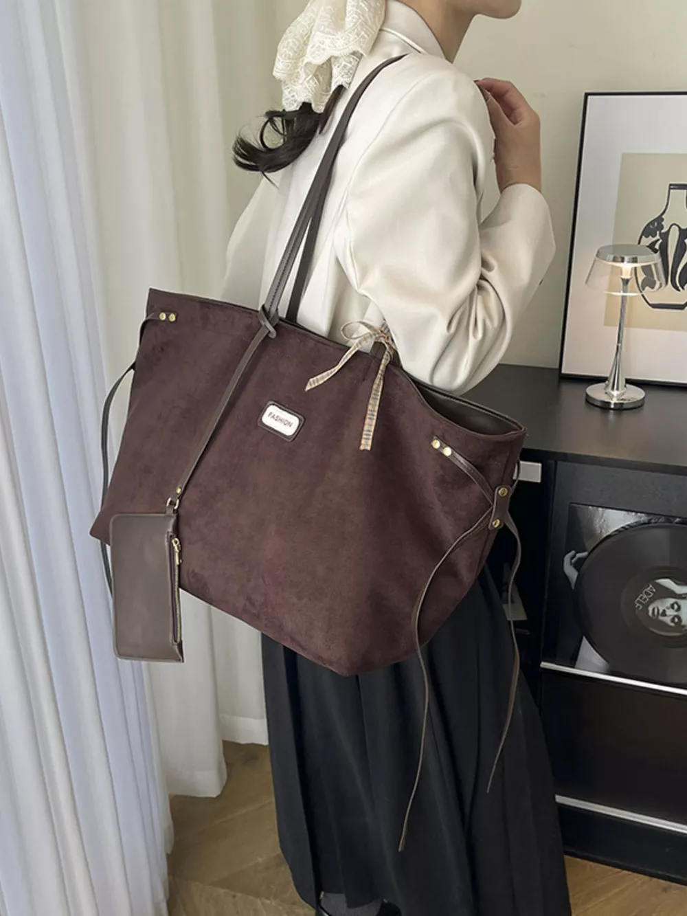 Vintage Suede Tote Bag, image 7