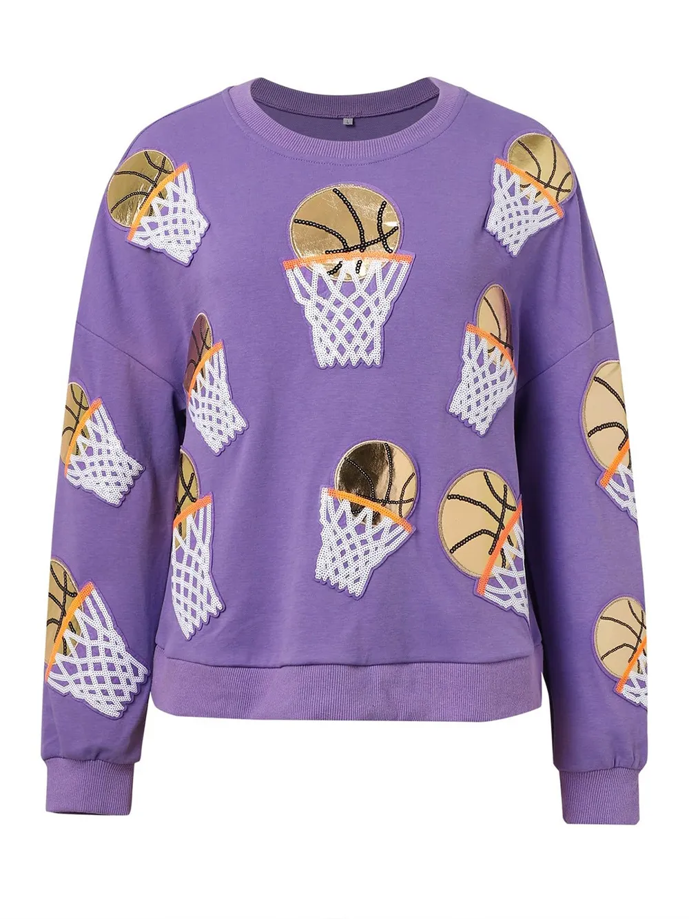 Basketball Round Neck Long Sleeve Sweatshirt, image 6