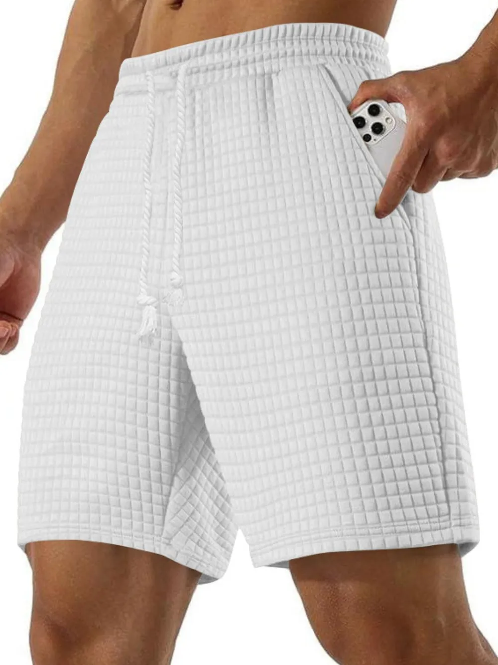 Men's Full Size Drawstring Textured Shorts Plus Size, image 2