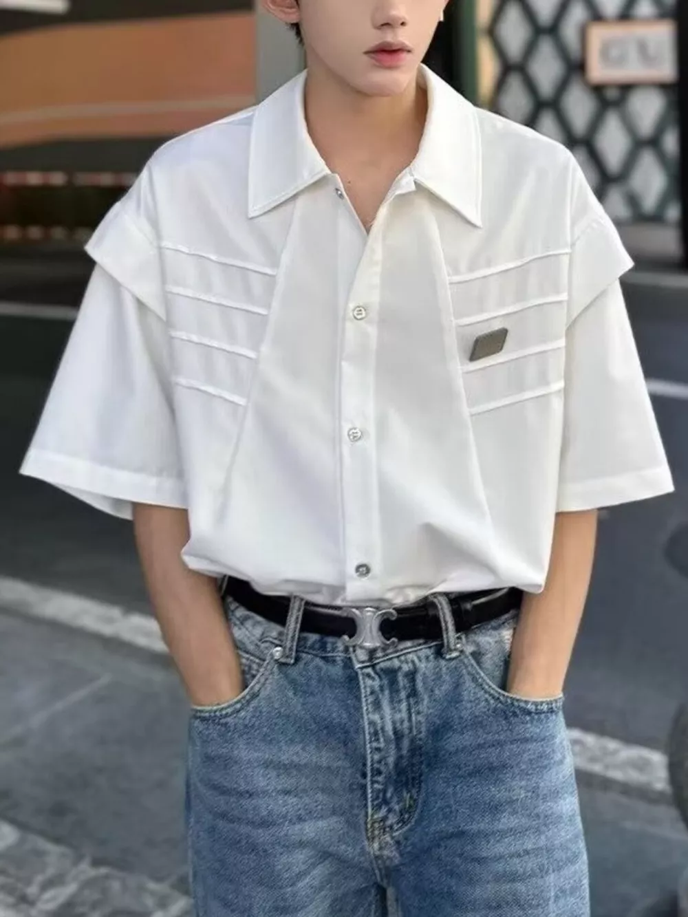 Men's Plus Size Button Up Half Sleeve Shirt, image 2