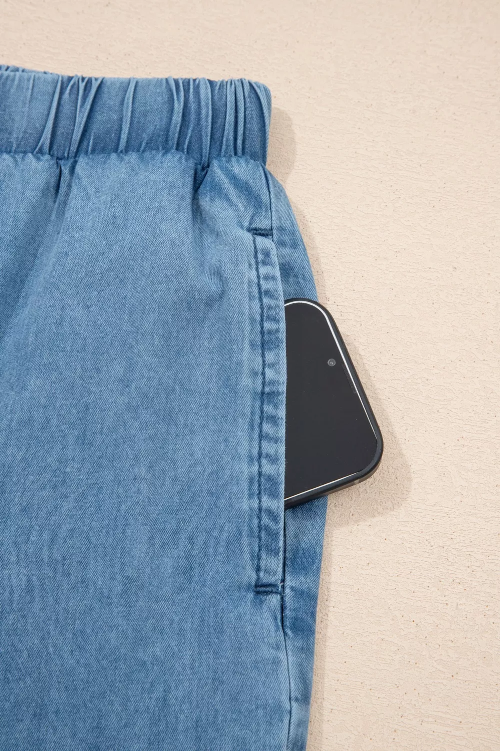 Ruffled Hem Wide Leg Chambray Pants, image 7