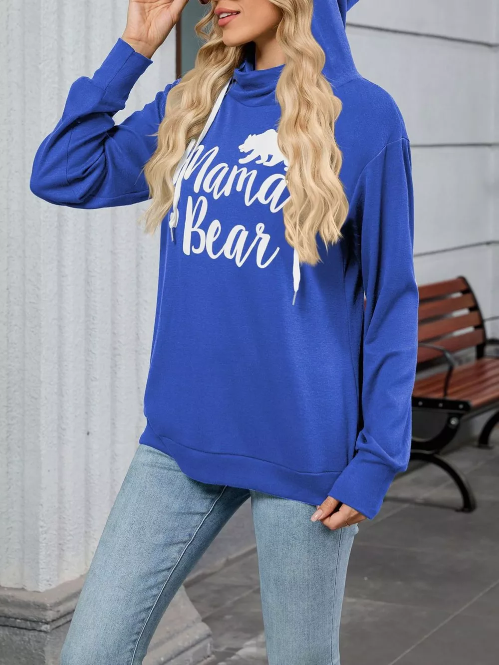 Contrast Letter Graphic Drawstring Long Sleeve Hoodie, image 8