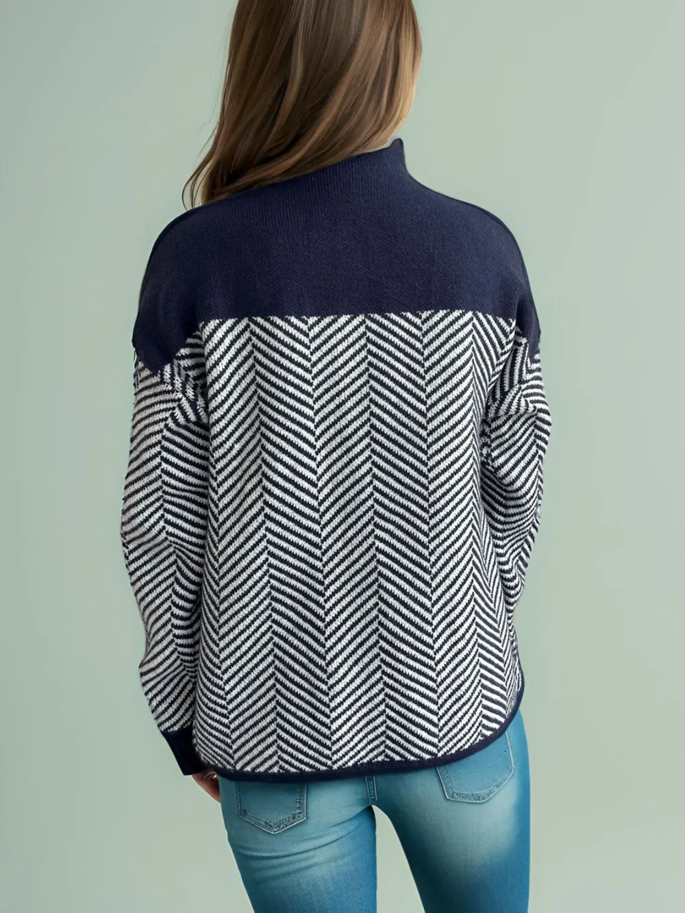 Contrast Turtleneck Long Sleeve Sweater, image 10