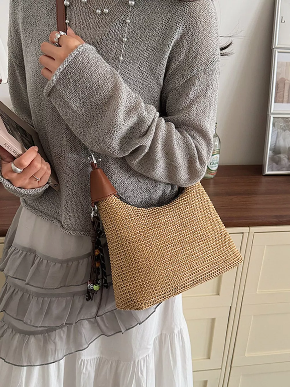 Woven Straw Crossbody Bag, image 10