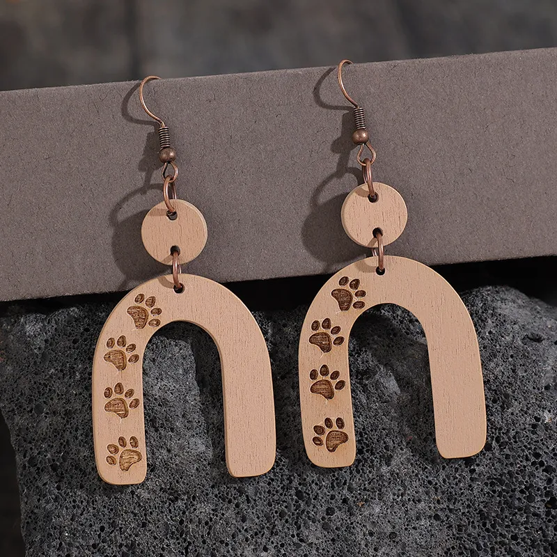 Geometric Shape Wooden Earrings, image 2