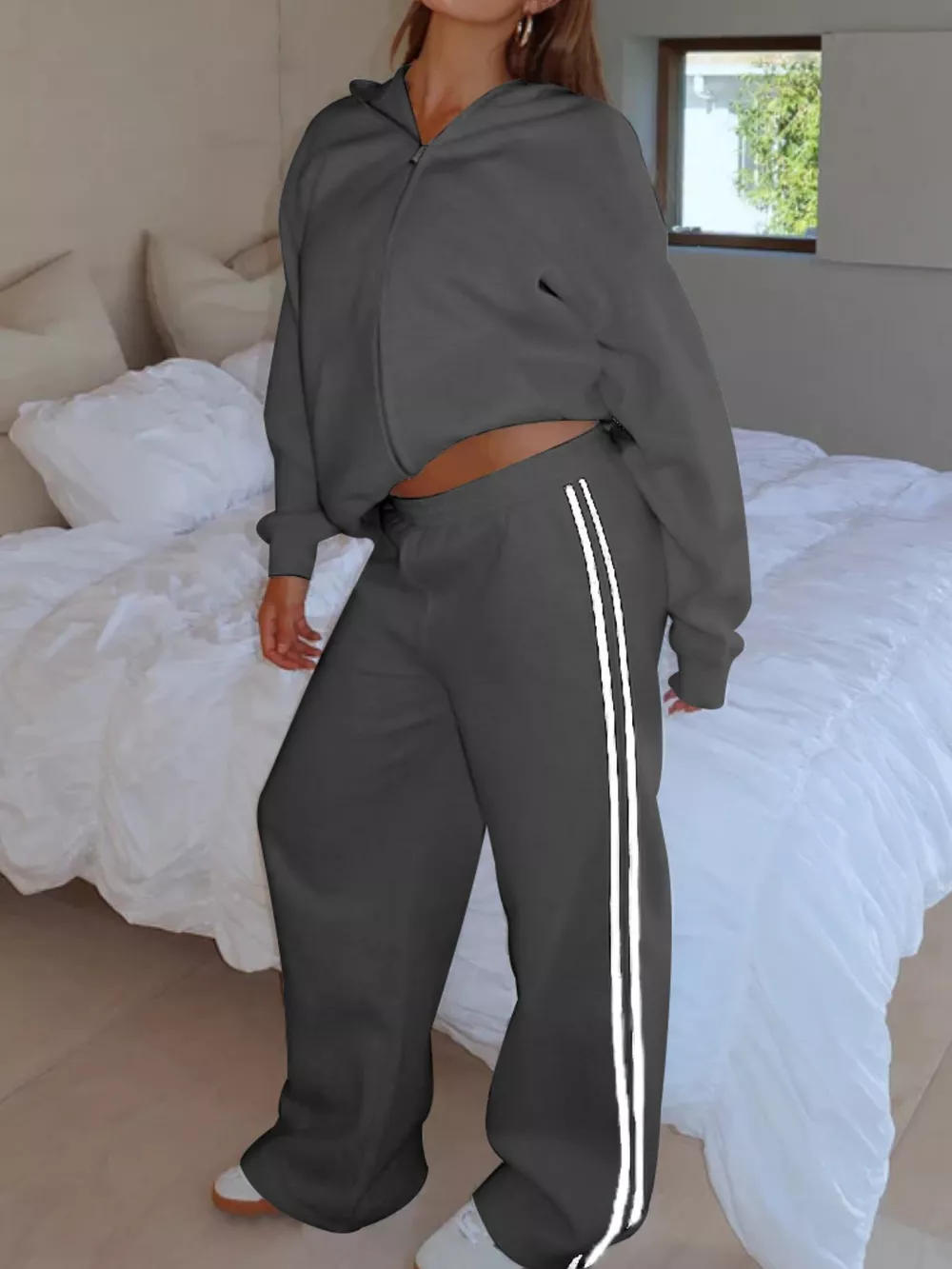 Zip Up Hoodie and Striped Pants Set, image 20