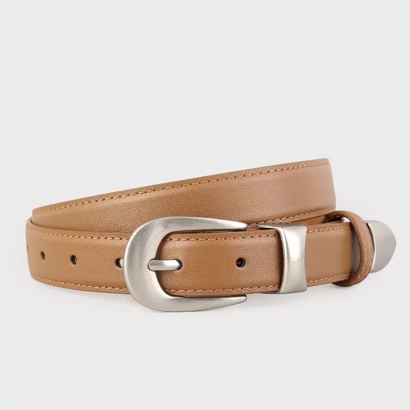 Classic Leather Belt with Silver Buckle, image 4