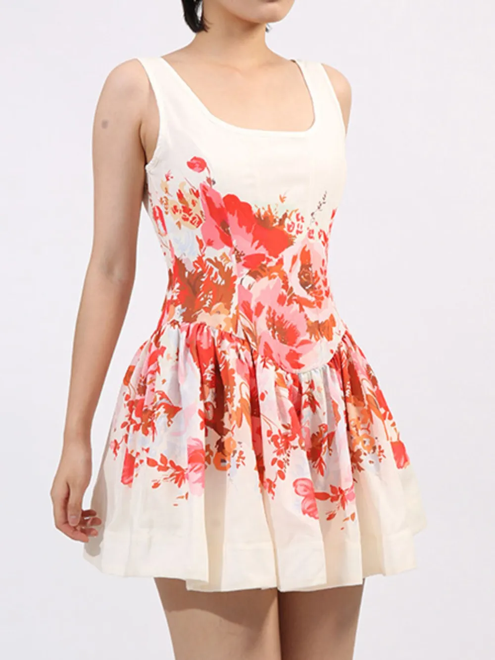 Floral Print Sleeveless A-Line Mini Dress, image 4
