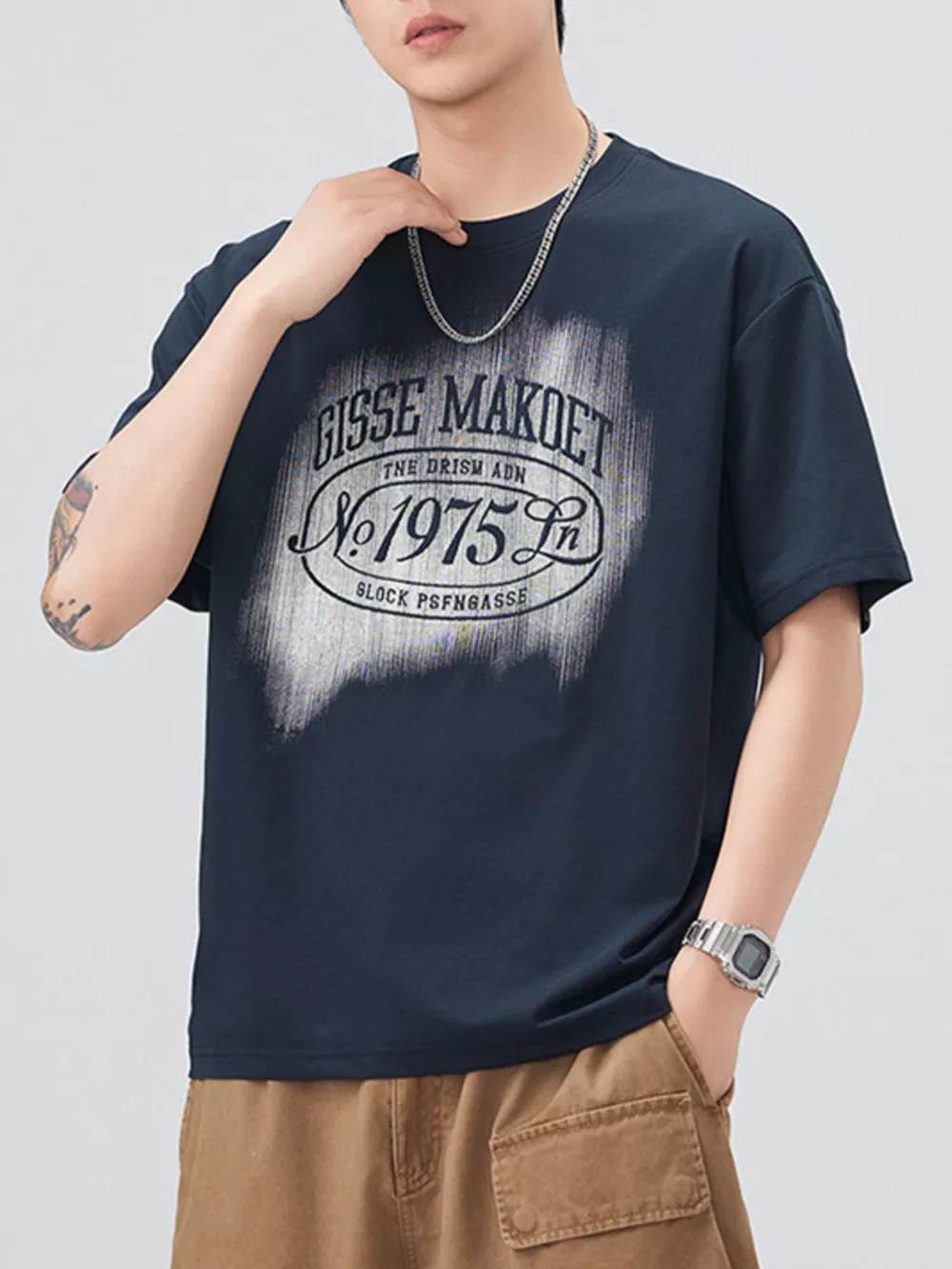 Men's Plus Size Graphic Round Neck Short Sleeve T-Shirt, image 4