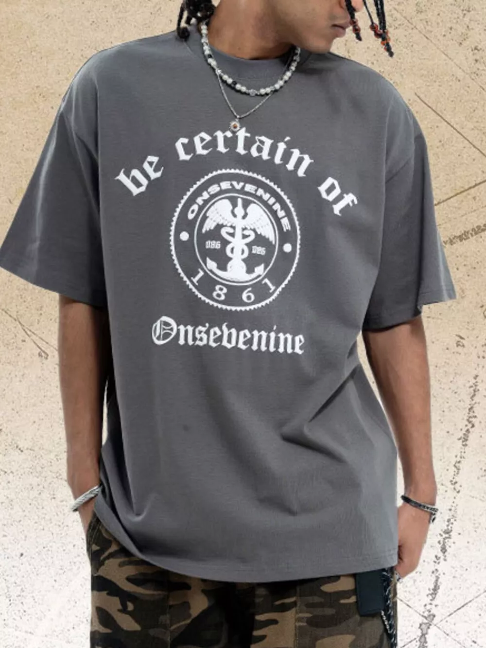 Men's Graphic Round Neck Oversized T-Shirt, image 5