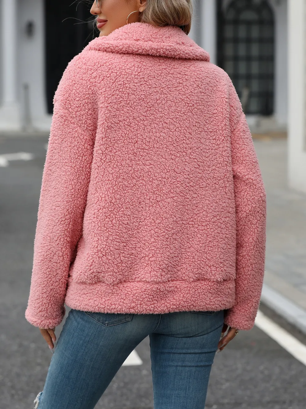 Zip Up Long Sleeve Plush Jacket, image 2