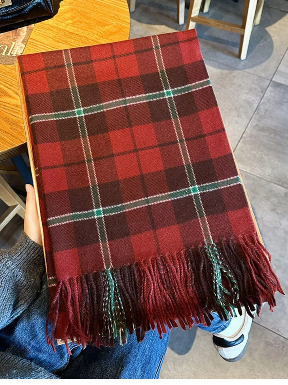Classic Plaid Fringe Scarf, image 3
