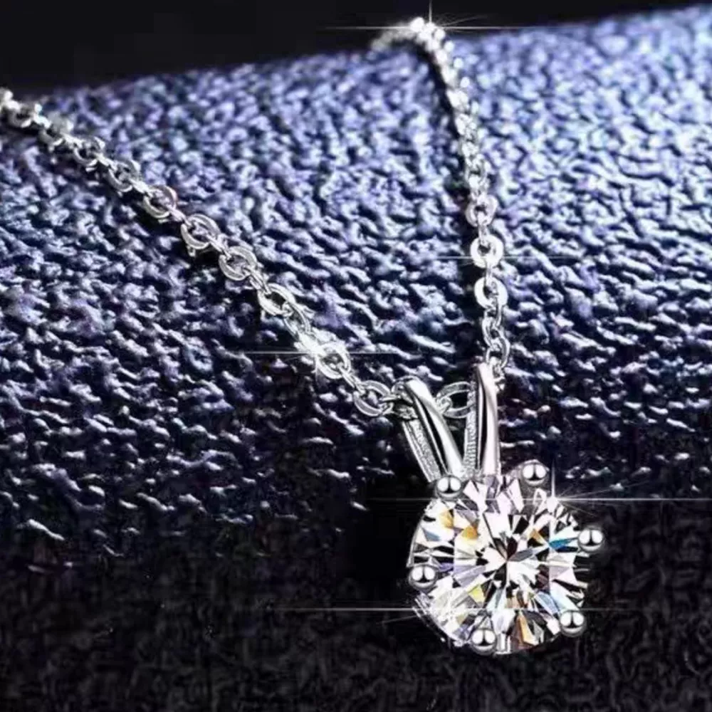 2 Carat Moissanite 925 Sterling Silver Pendant Necklace, image 2