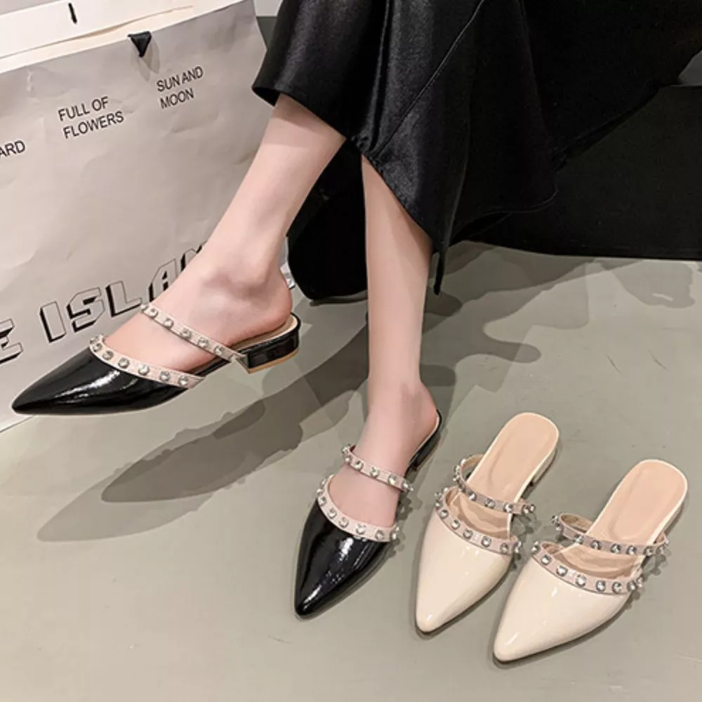 Rhinestone Embellished Pointed Toe Sandals, image 2