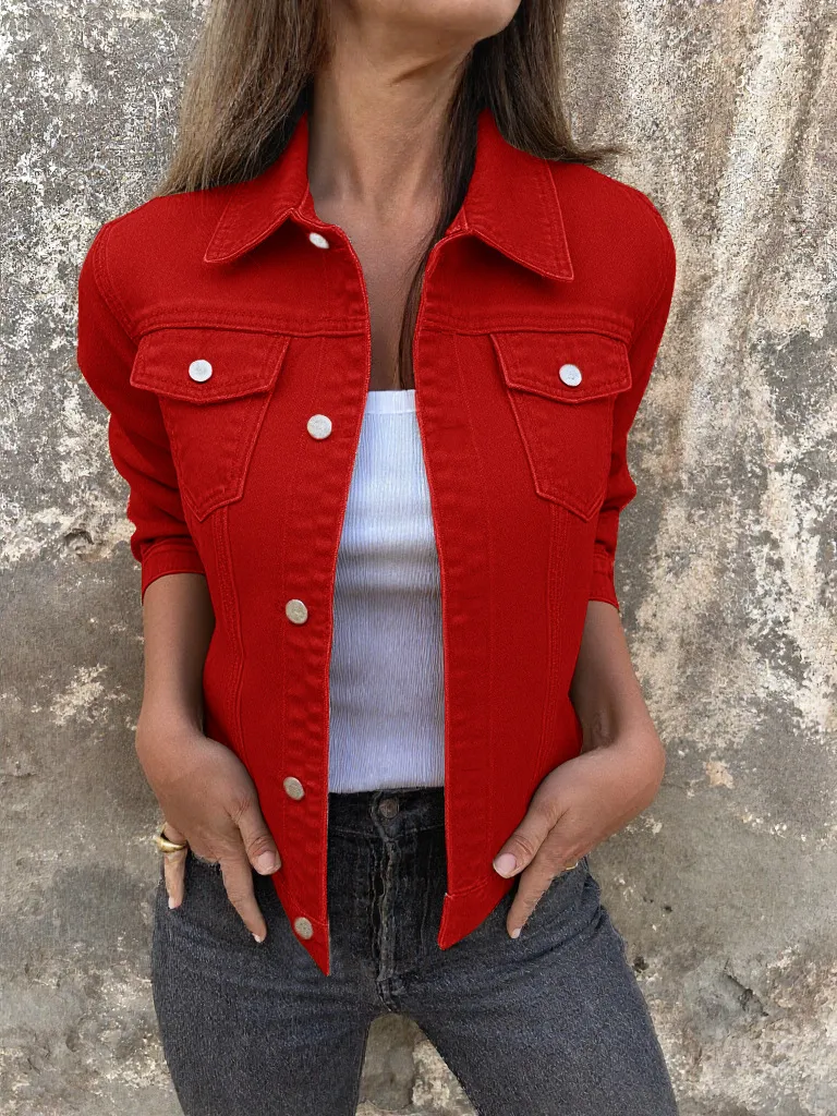 Button Front Closure Denim Jacket, image 4