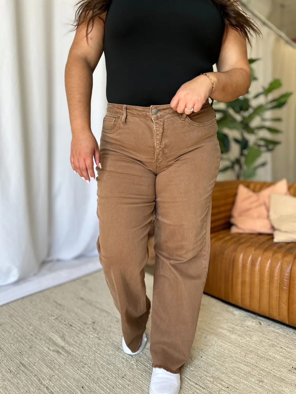 Full Size High Rise Garment Dye Wide Leg Jeans, image 11