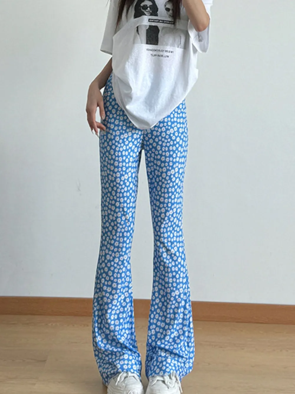 Floral Print Flare Leg Pants, image 6