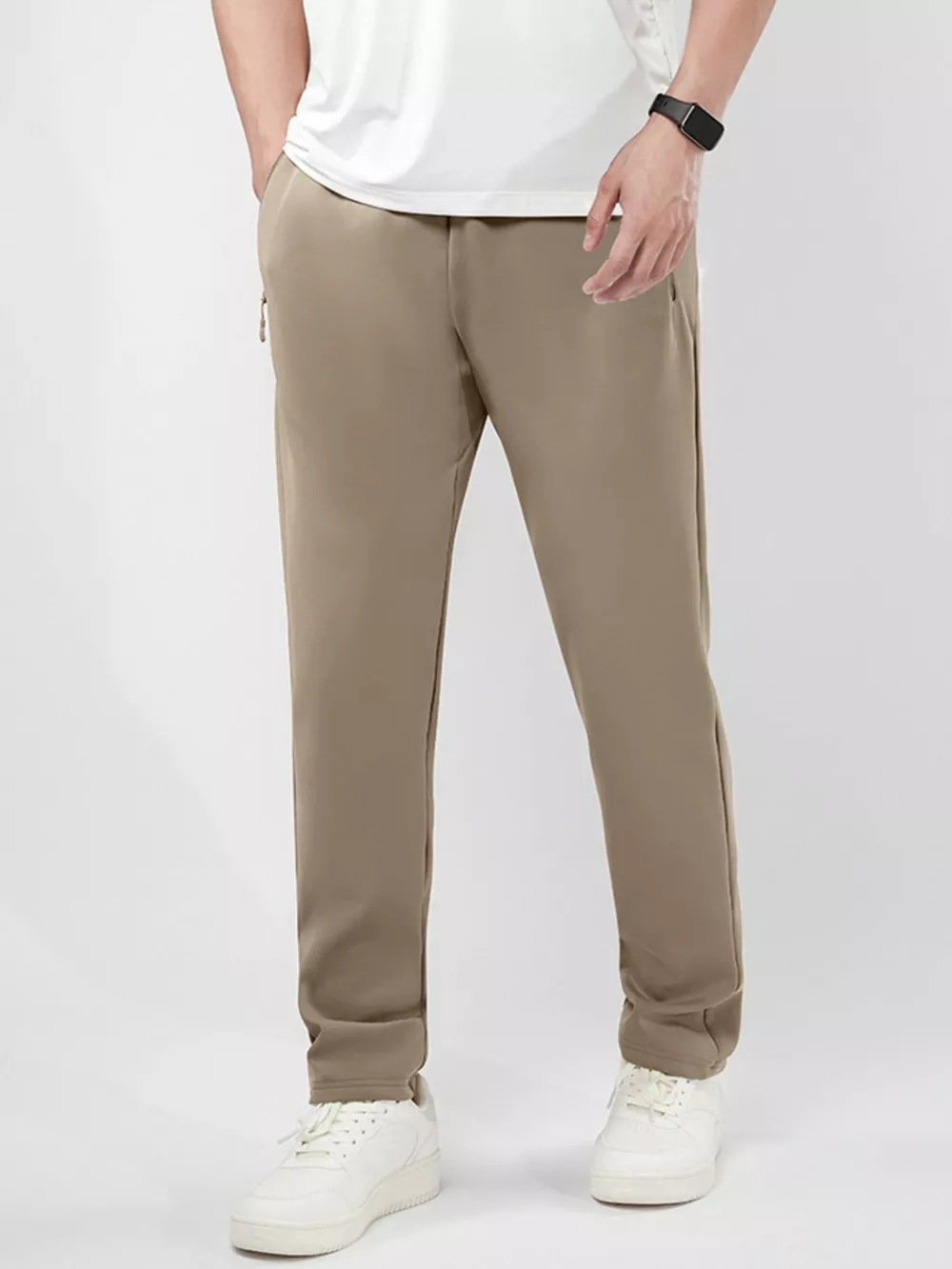 Men's Plus Size Stretch Elastic Waistband Pants with Side per Pockets, image 2