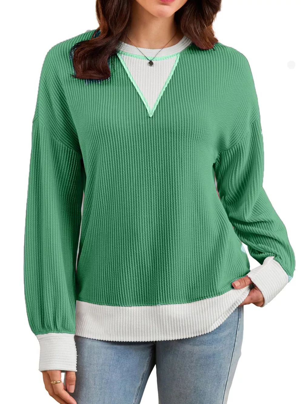 Contrast Dropped Shoulder Sweatshirt, image 3