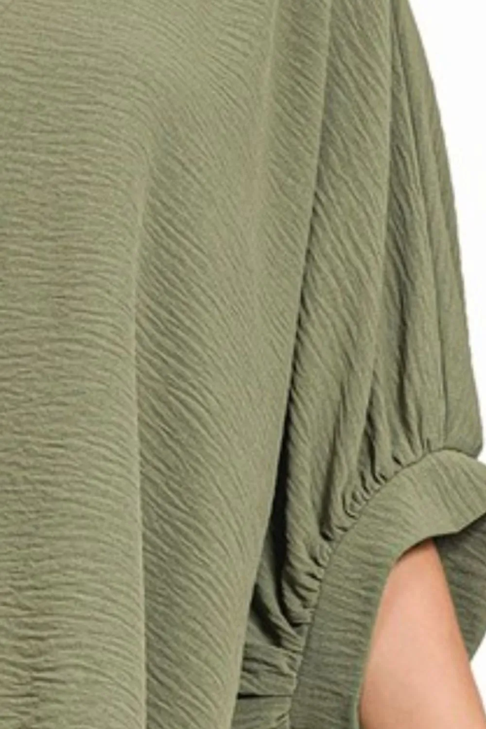 Woven Airflow V-neck Puff Half Sleeve Top, image 3
