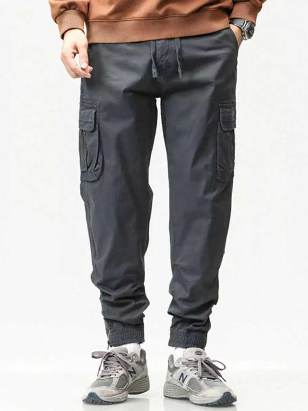 Men's Full Size Casual Cargo Pants with Drawstring Waist Plus Size, image 9