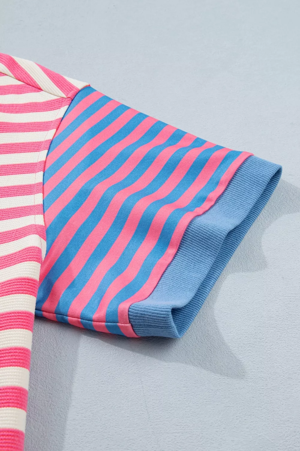 Stripe Contrast Patchwork Short Sleeve Loose Tee, image 10