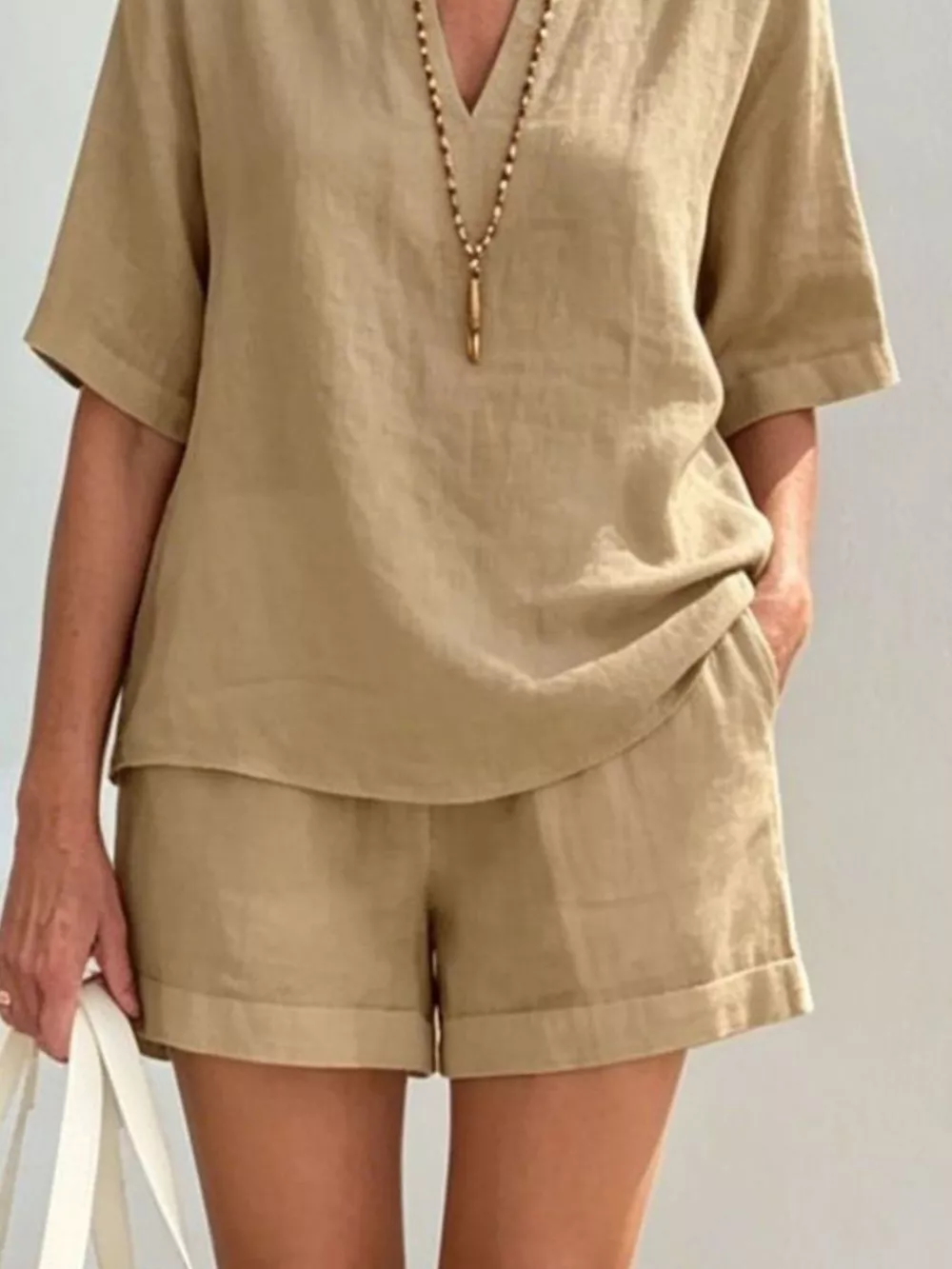 Full Size Half Sleeve Top and Shorts Set Plus Size, image 12