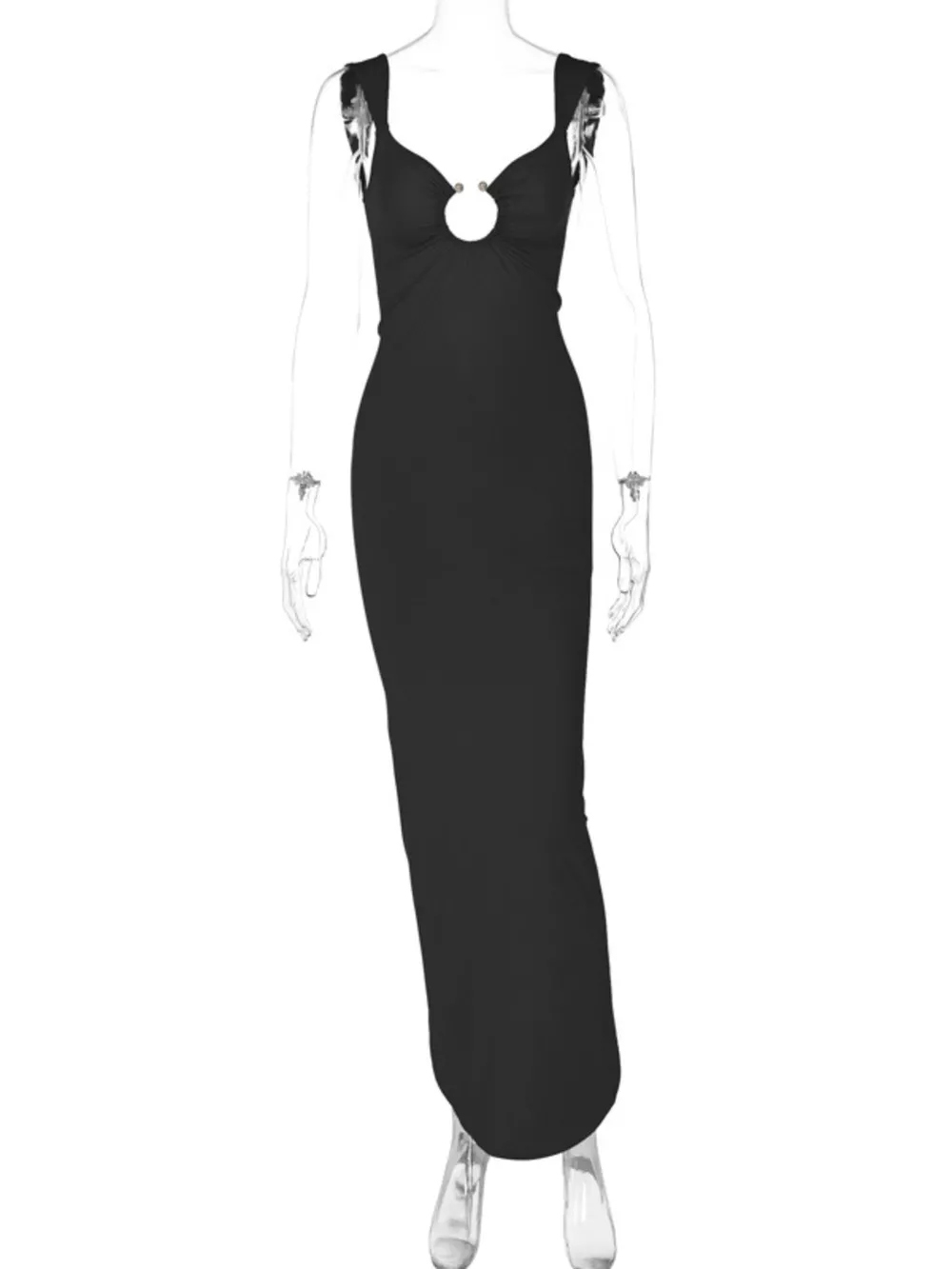 Backless Slit Back Cutout Maxi Dress, image 4