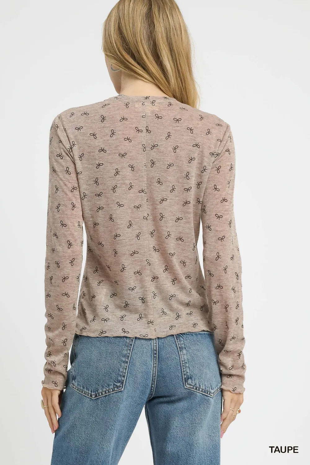 Bow Print Lightweight Knit Top, image 4