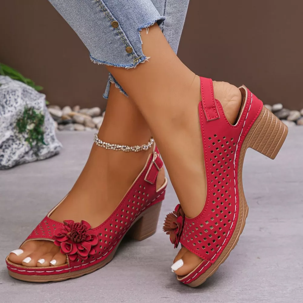 Floral Accent Block Heel Sandals, image 13