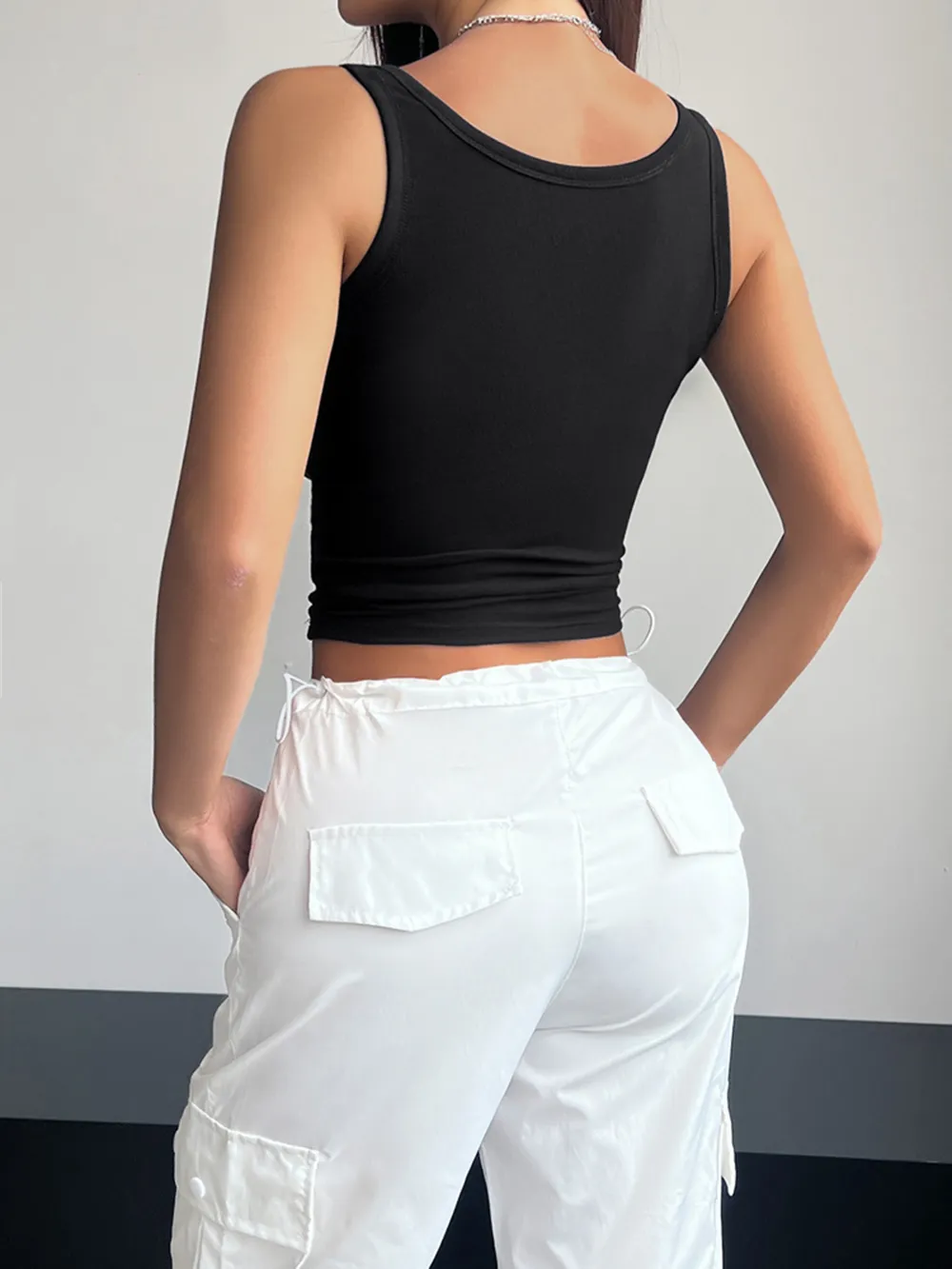 Quarter Button Square Neck Tank, image 4