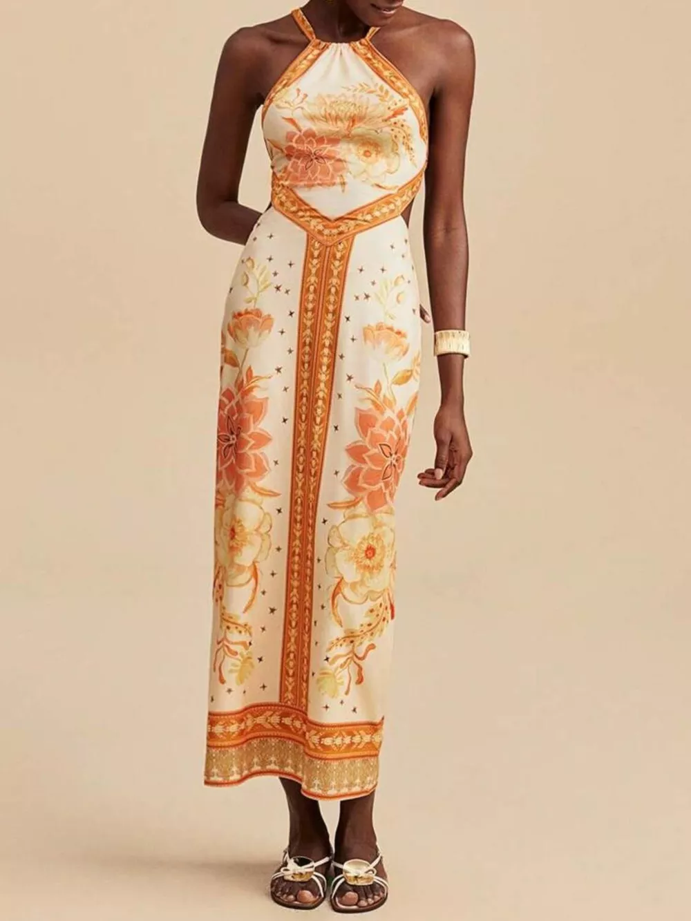 Floral Print Halter Neck Maxi Dress, image 2