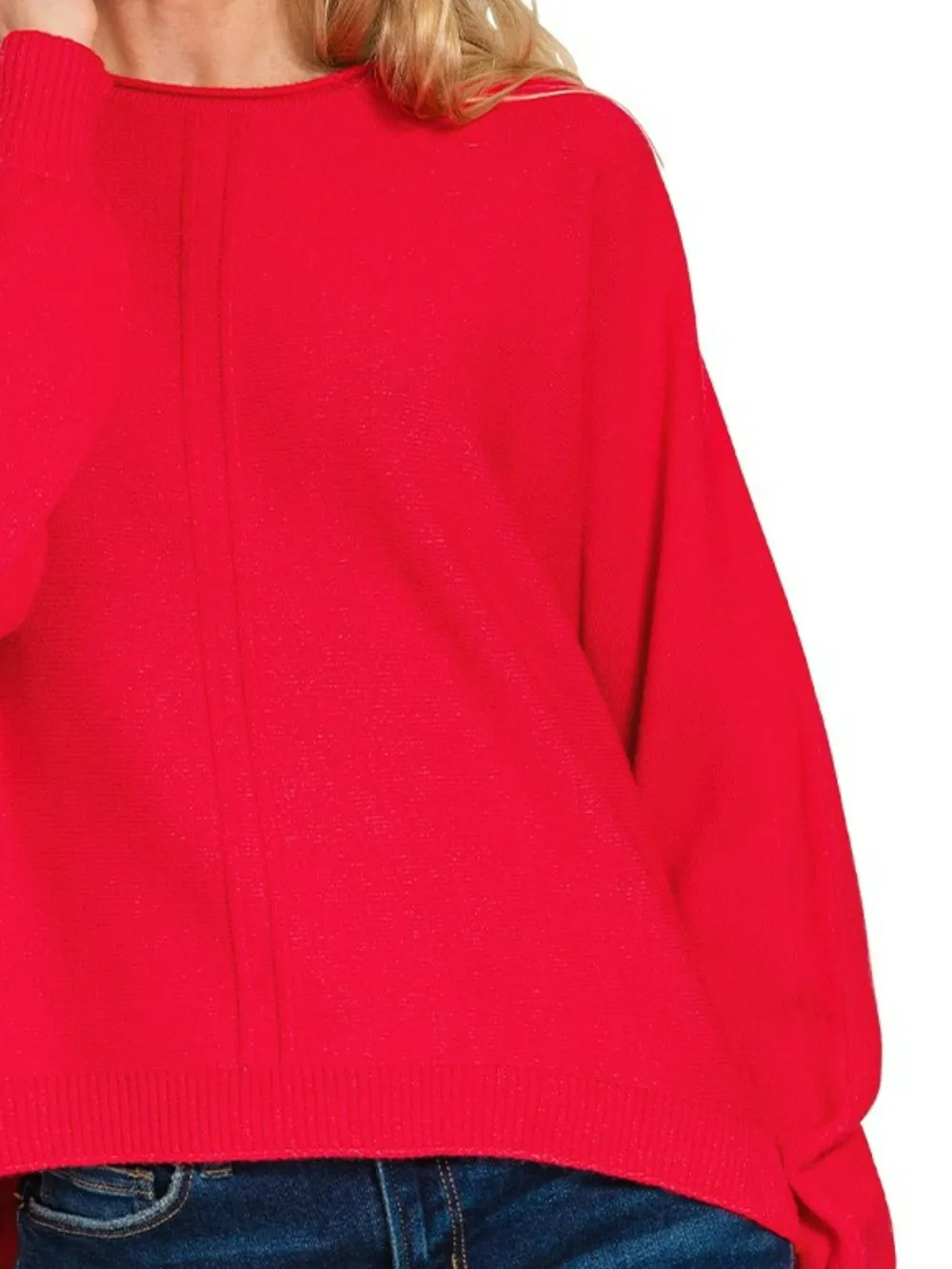 Viscose Front Seam Round-Neck Sweater, image 2