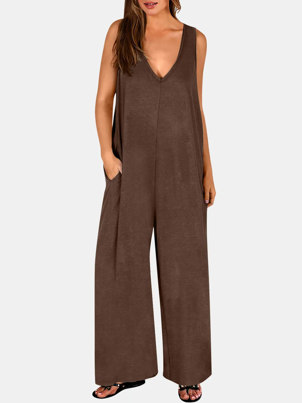 Full Size V-Neck Wide Strap Jumpsuit, image 10