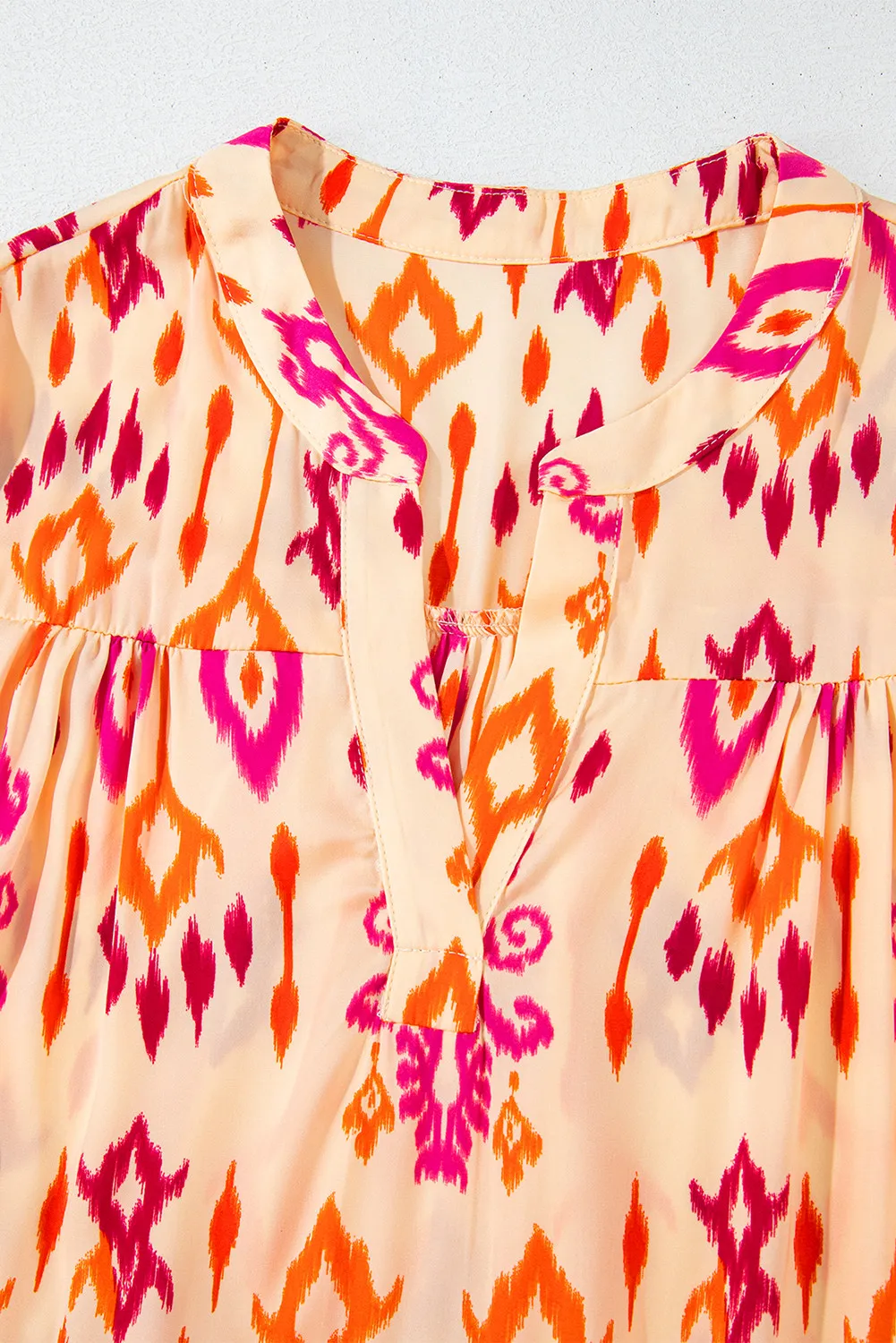 Tiered Printed Notched Long Sleeve Midi Dress, image 4