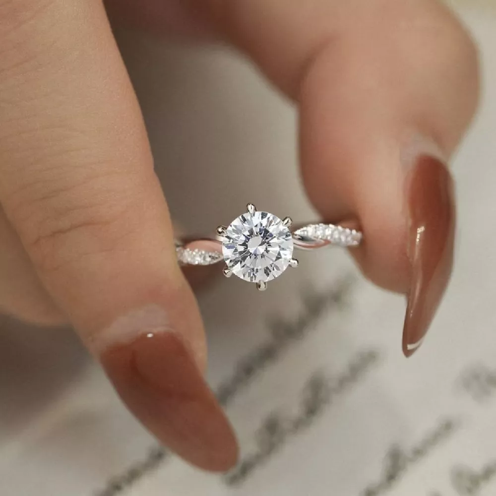 1 Carat 925 Sterling Silver Moissanite Ring, image 7