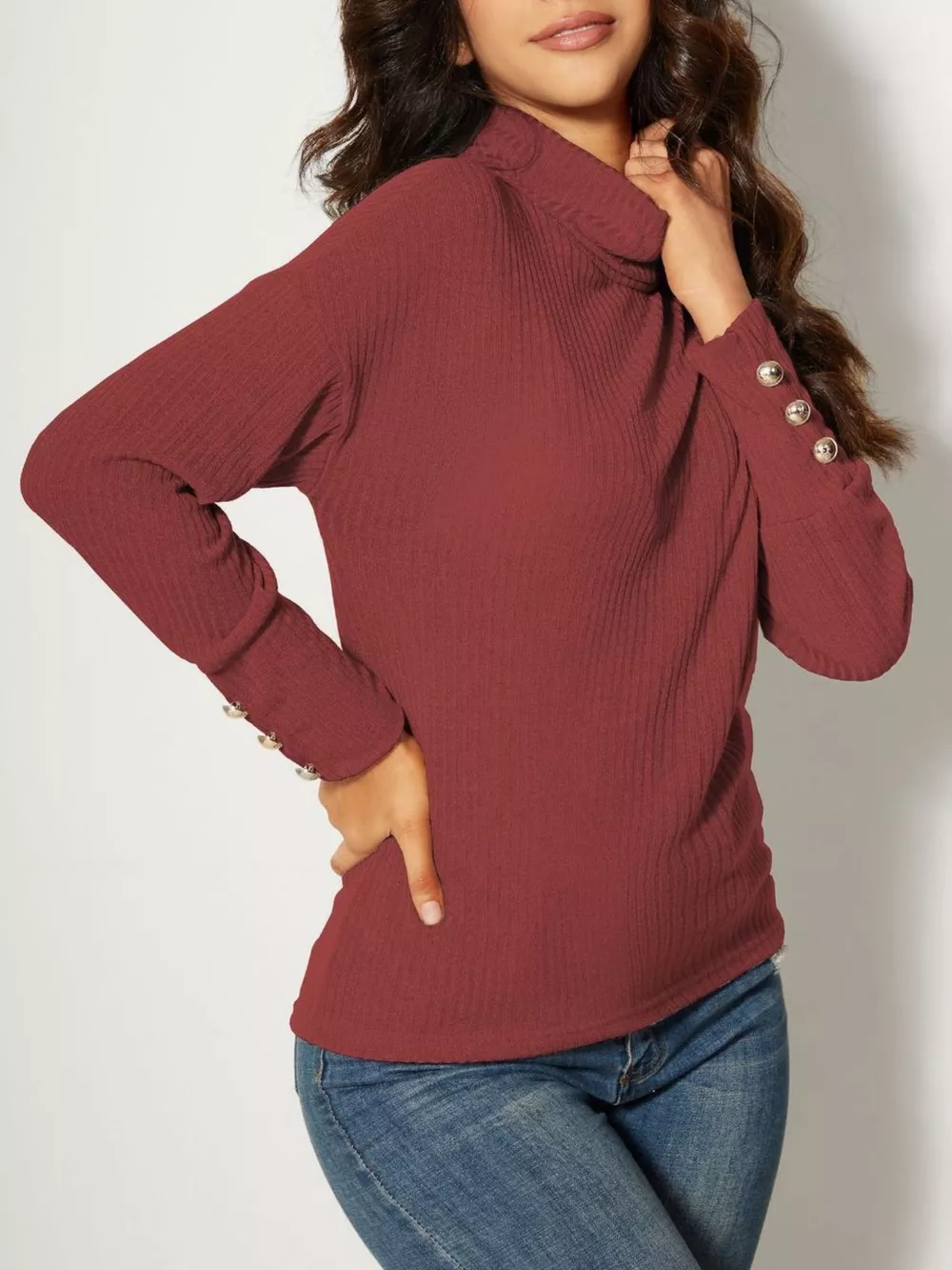 Ribbed Knit Turtleneck Sweater, image 11