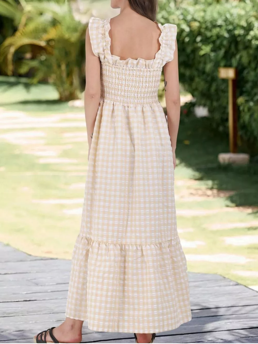 Ruffled Sleeveless Gingham Midi Dress, image 10