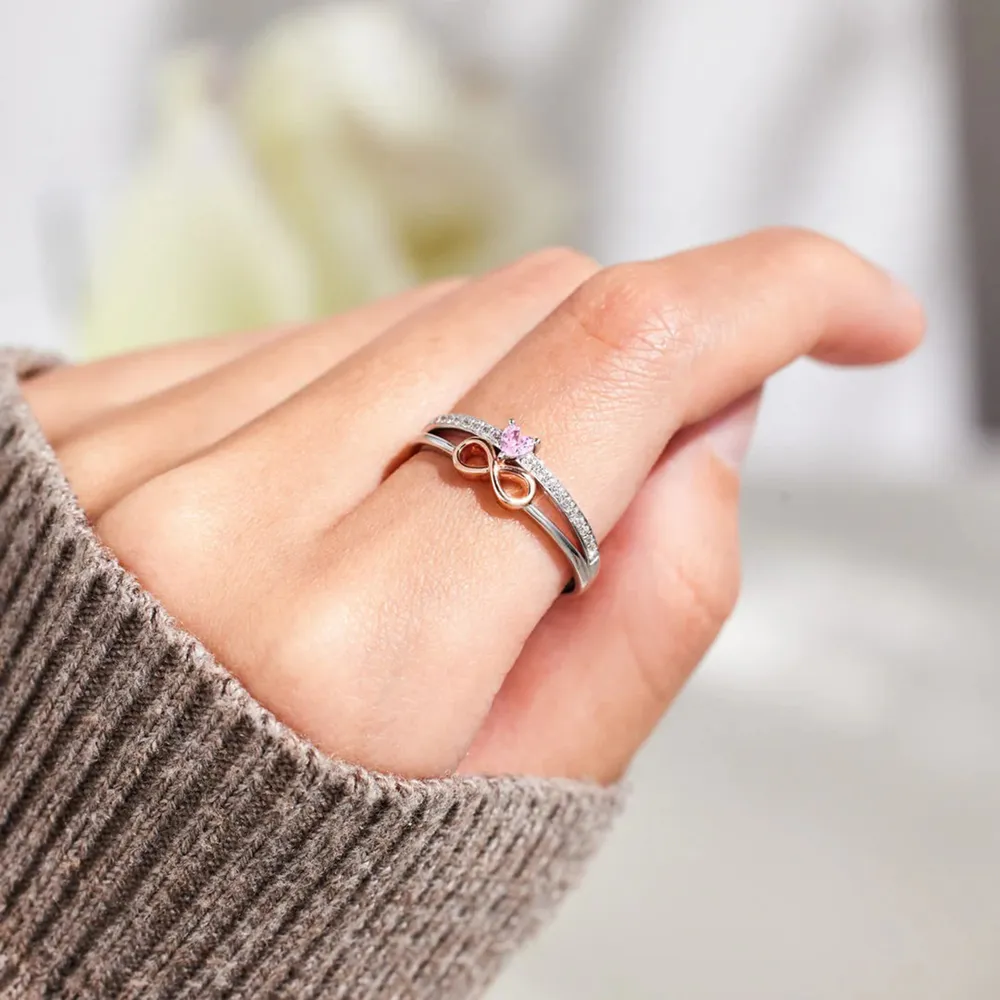 Heart Number 8 Zircon Double-Layered Ring, image 4